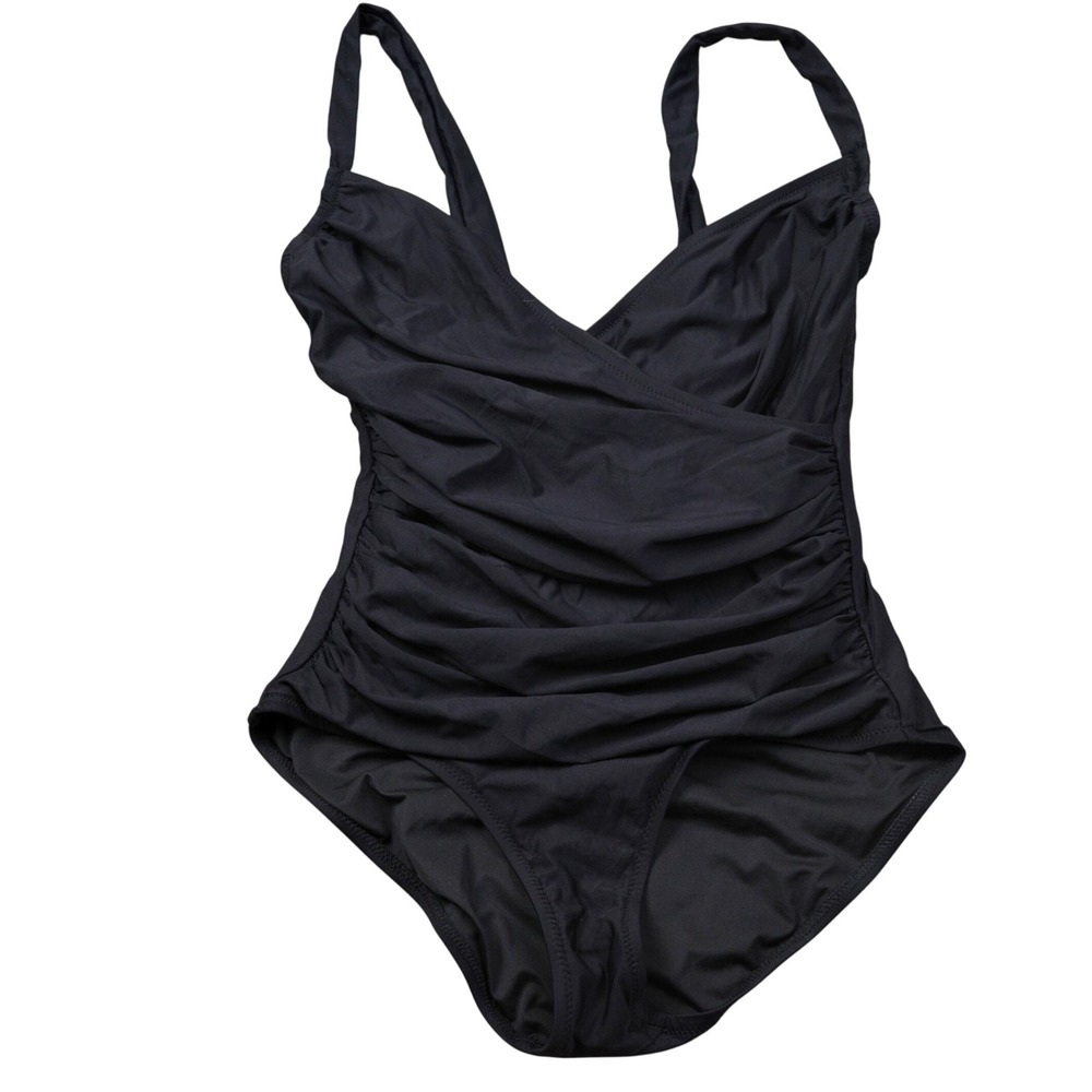 J. Crew Elegant Black Ruched One Piece Swimsuit